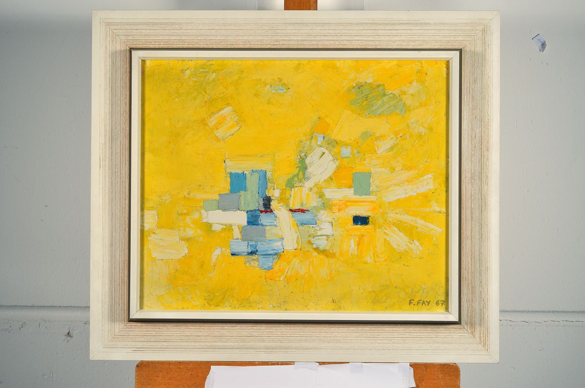 Detail k: Franck Fay, 1921-2011, Abstrakte Komposition, Öl/Hartfaser, rechts unten signiert und dat. 69, ca. 401x48cm/53.5x63cm, R.