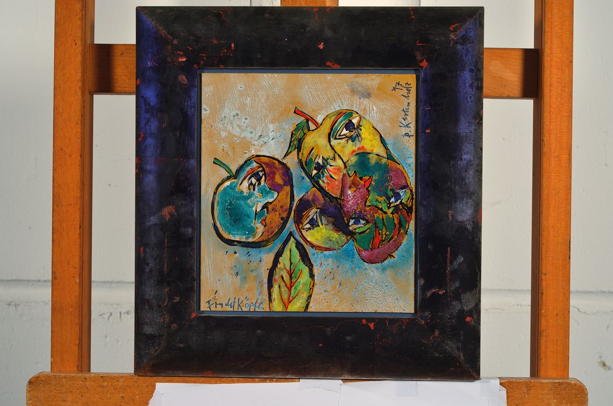 Detail k: Bernd Kastenholz, geb. 1943 Speyer, tätig in Gleisweiler, Studium an der Akademie Stuttgart, Mischtechnik/Gouache auf Karton, handsign., dat. 97, ...
