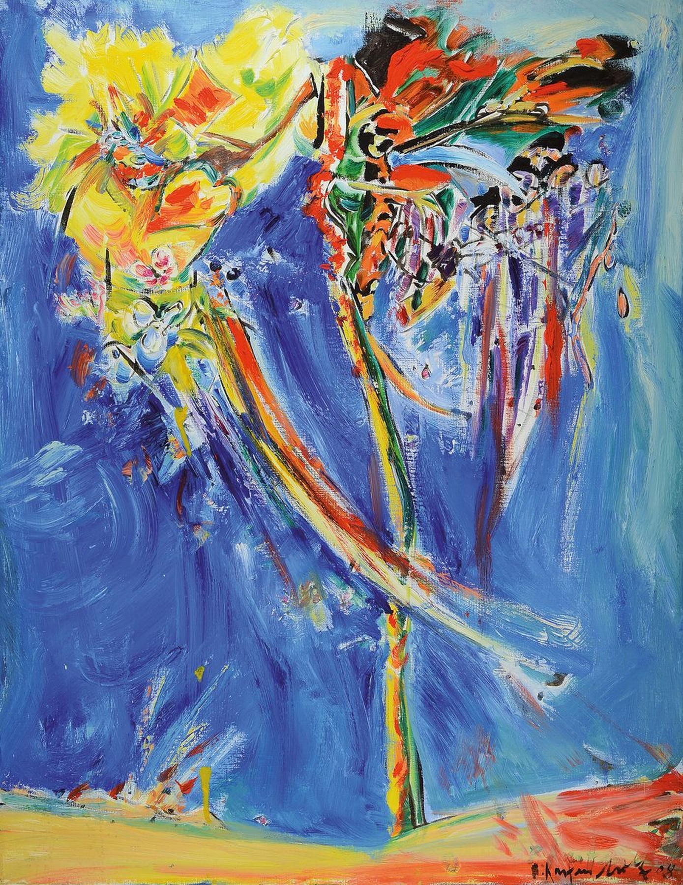Bernd Kastenholz, geb. 1943 Speyer, tätig in Gleisweiler, Studium an der Akademie Stuttgart, Acryl /Lwd, sign., verso betitelt "Sommer ...