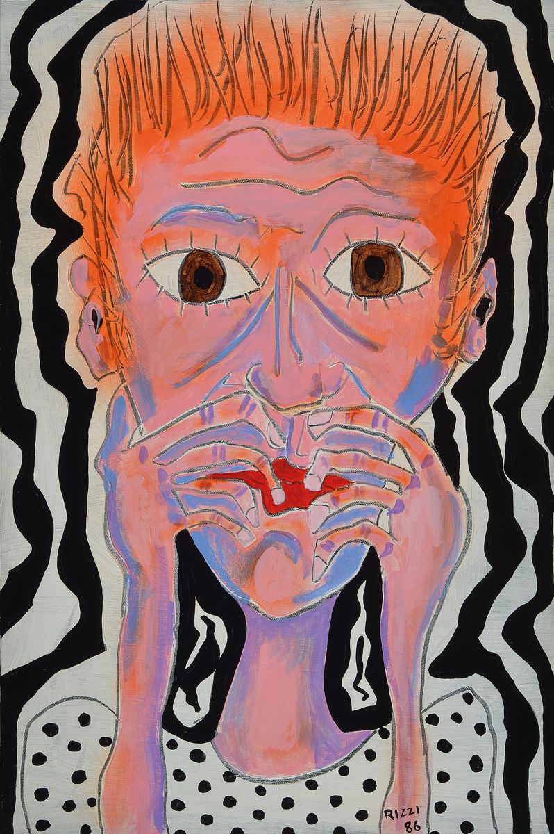 James Rizzi, 1950-2011, Titel: Smelly Fingers, Acryl/Lwd, 1986, signiert Motiv ca. 76x50 cm, Rahmen ca. 78x53,5 cm