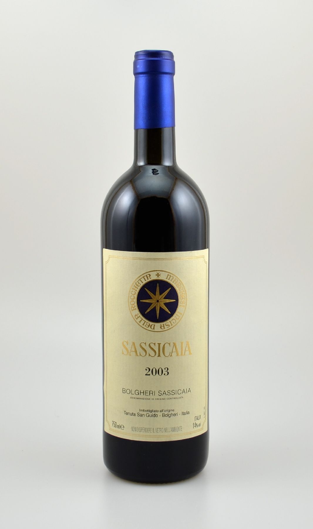 1 Flasche 2003 Tenuta San Guido Sassicaia Bolgheri Sassicaia, ca. 75 cl, 14 % Vol., Füllstand: ca. top shoulder, hervorragender Erhaltungszustand, ...