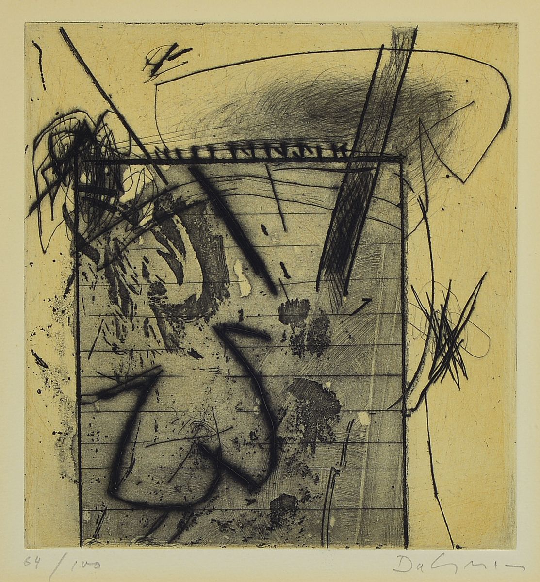 Karl Fred Dahmen, 1917-1981, Raum II, Radierung von 1966, handsigniert, num. 64/100, ca. 17.5x16.5cm, PP, u.Gl., R. ca. 33x35cm, WVZ Angst Nr. 69
