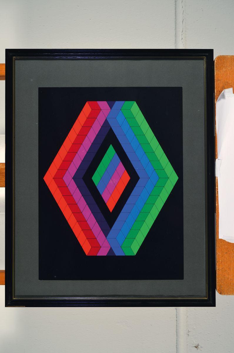 Detail k: Viktor Vasarely, 1906-1997, Farbserigraphie, handsigniert, num. FV 18/50, ca. 40x29.5cm, u.Gl., R. ca. 53x43cm