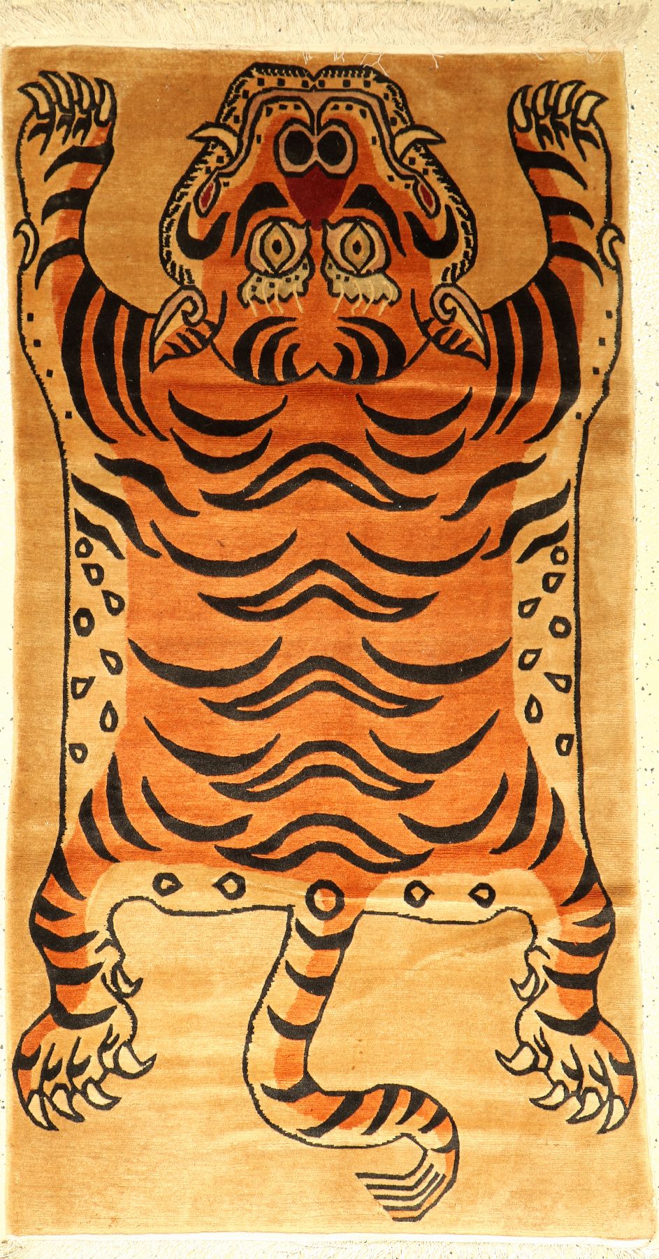 Tiger Teppich, Nepal, ca. 50 Jahre, Wolle auf Baumwolle, ca. 166 x 88 cm, EHZ: 2-3