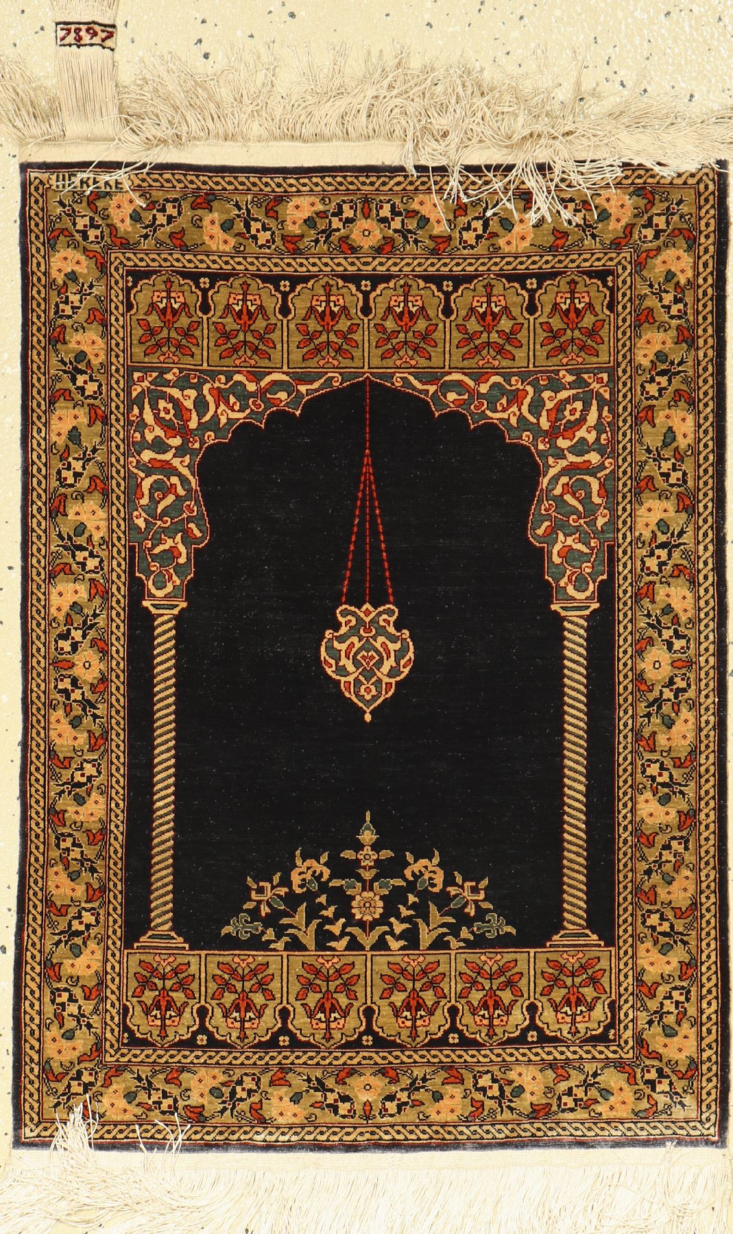 Seiden Hereke alt (Signiert), Türkei, um 1960, reine Seide, ca. 71 x 50 cm, EHZ: 2