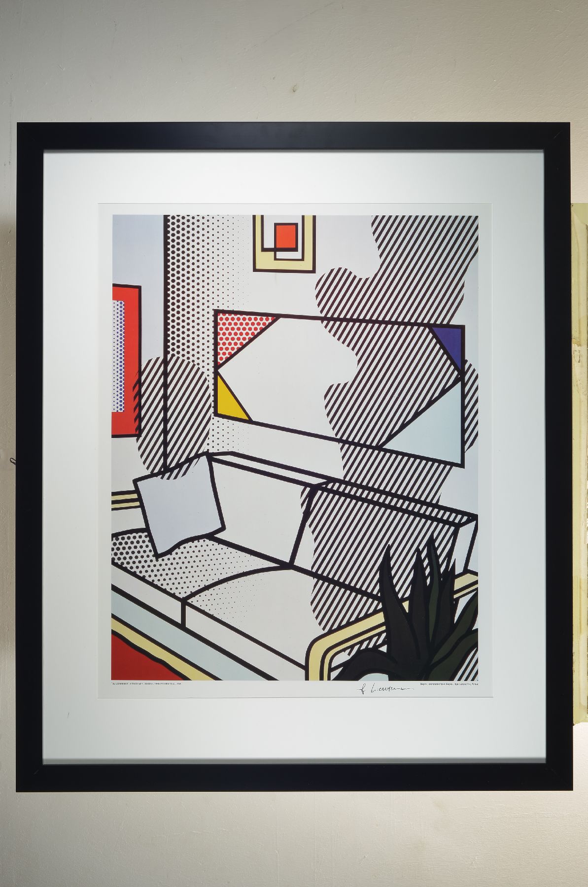 Detail b: Roy Lichtenstein, 1923-1997, Interieur with shadow, Offset-Litho auf festem Papier, handsigniert, aus 1993, Hrsg. Aahus Kunstmuseum, bez. Repro ...