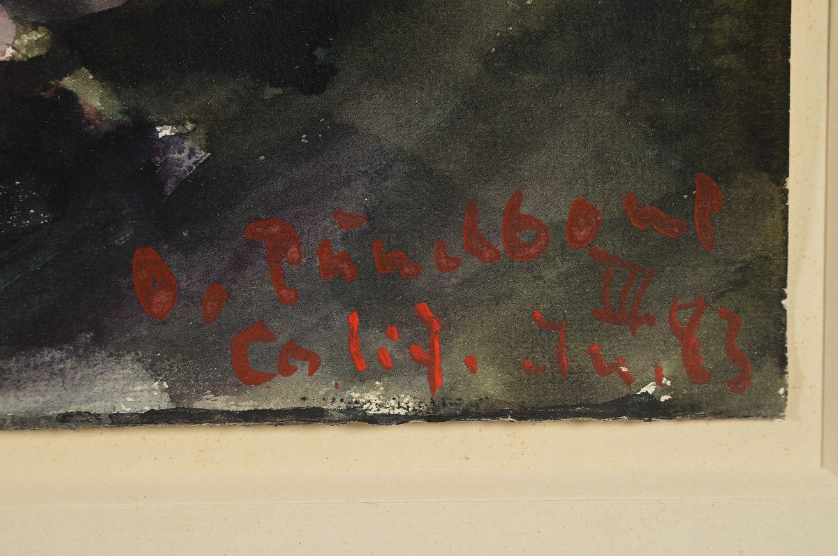 Detail a: Klaus Fussmann, geb. 1938 Velbert, Aquarell auf festem Papier, bez. O. Punchbowl California, dat. 1983, handsigniert, ca. 29 x 40 cm, unter Glas, ...