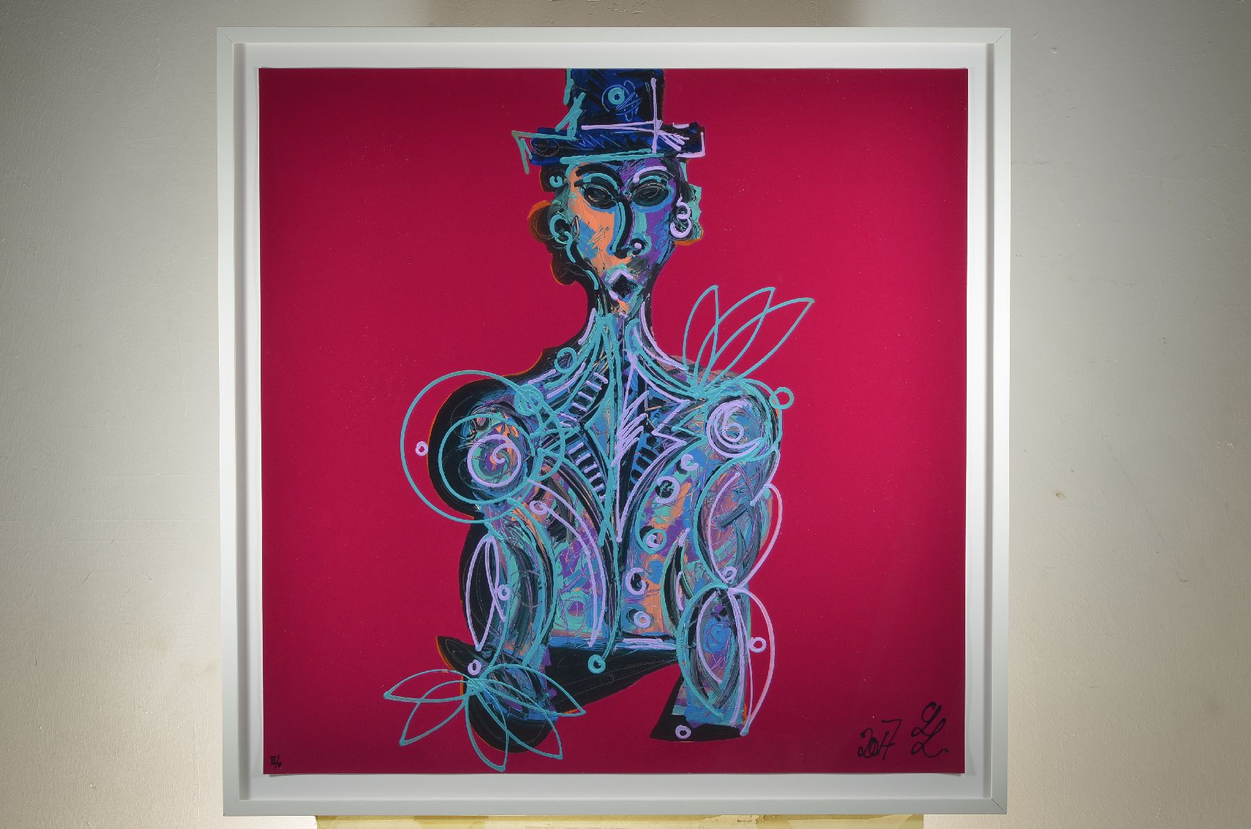 Detail b: Leon Löwentraut, geb. 1998 Kaiserslautern, bekannt durch nationale und internationale Ausstellungen, hier: komplette Serie Blue Man, 4 Giclee Drucke ...