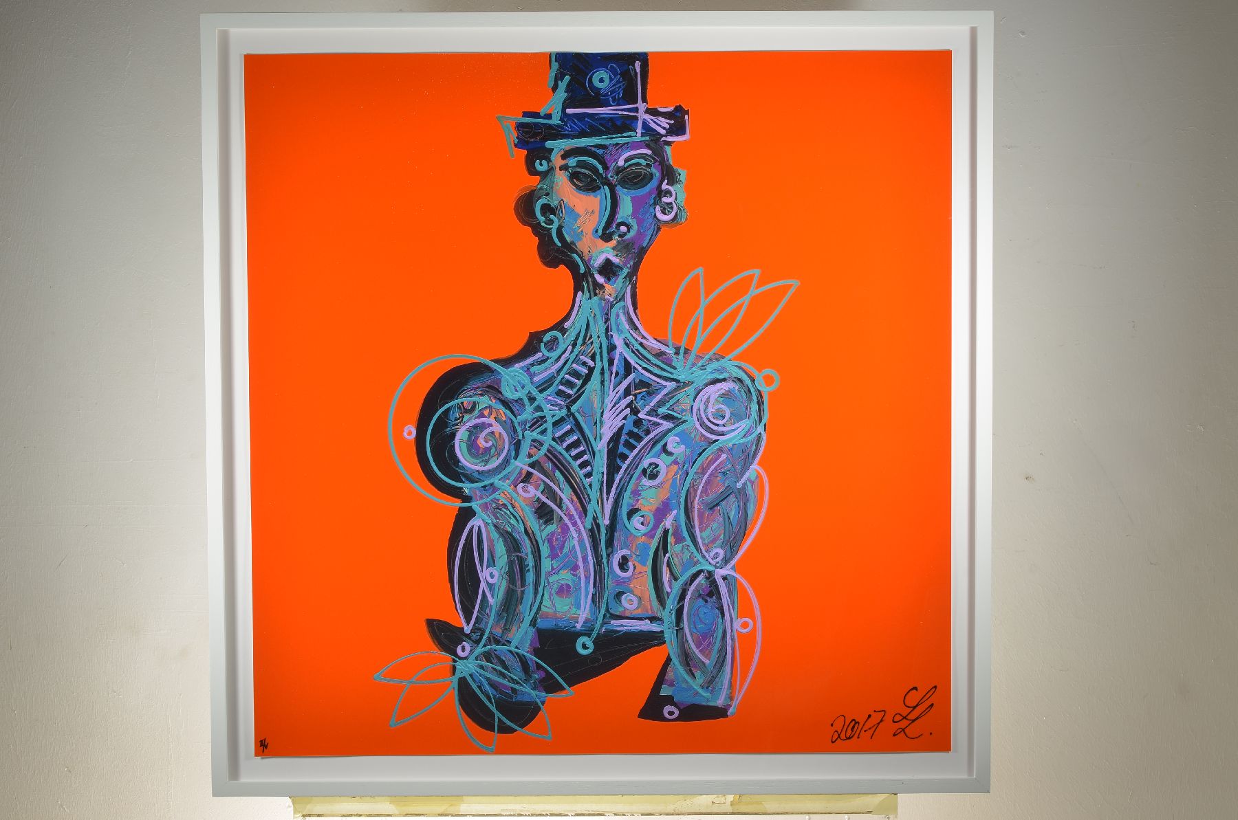 Detail c: Leon Löwentraut, geb. 1998 Kaiserslautern, bekannt durch nationale und internationale Ausstellungen, hier: komplette Serie Blue Man, 4 Giclee Drucke ...