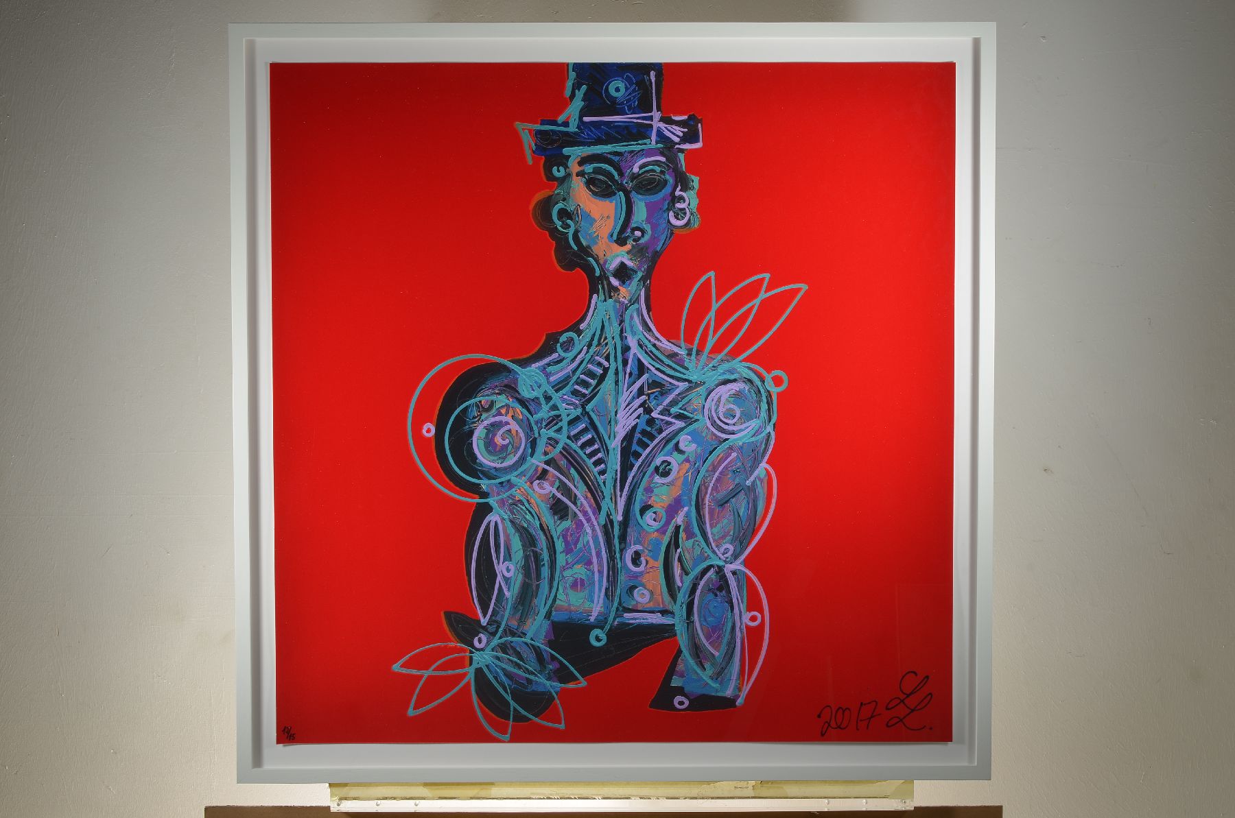 Detail l: Leon Löwentraut, geb. 1998 Kaiserslautern, bekannt durch nationale und internationale Ausstellungen, hier: komplette Serie Blue Man, 4 Giclee Drucke ...