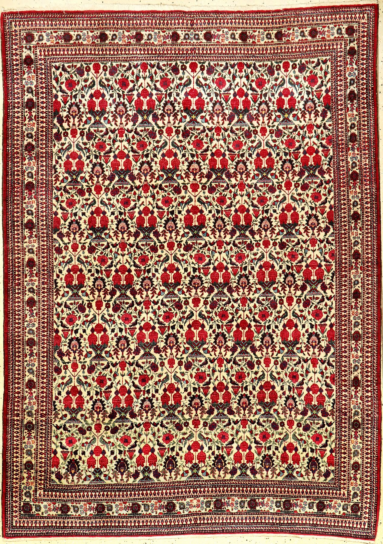 Teheran "Zili-Sultani" antik, Zentralpersien, um 1900, Korkwolle geknüpft auf Baumwolle. Feiner Teheran mit Zili-Sultani allover Muster ...