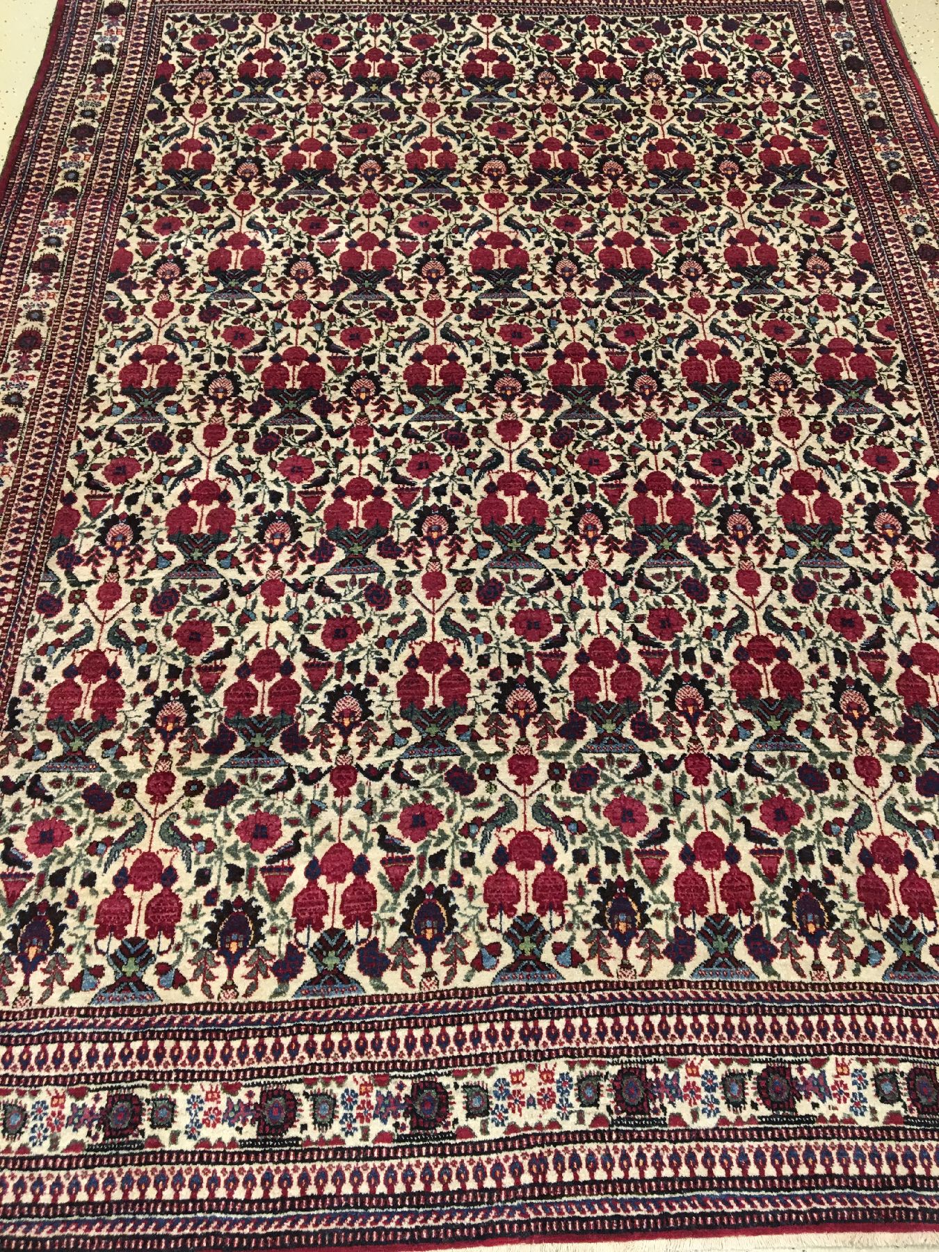 Detail a: Teheran "Zili-Sultani" antik, Zentralpersien, um 1900, Korkwolle geknüpft auf Baumwolle. Feiner Teheran mit Zili-Sultani allover Muster ...