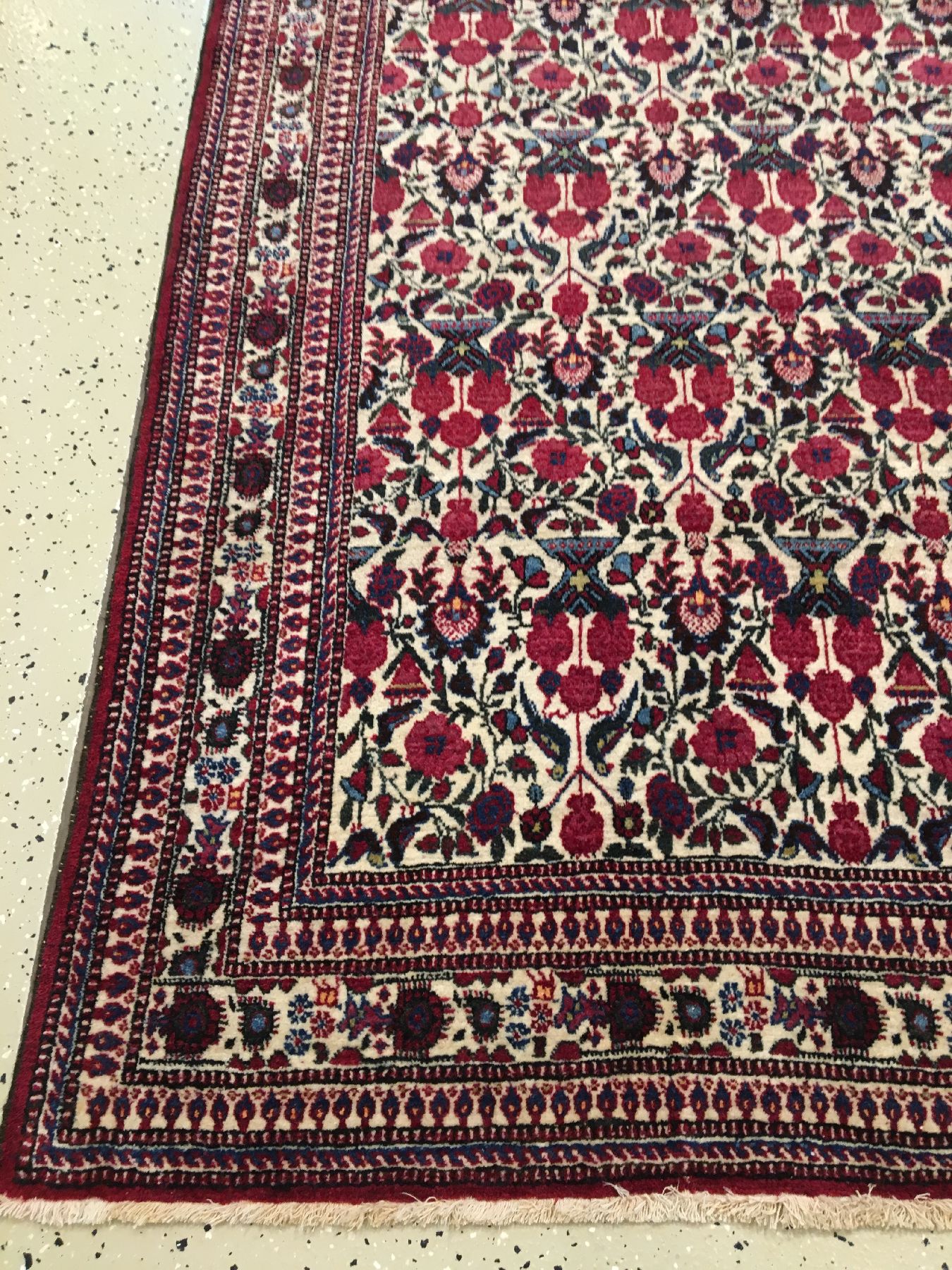 Detail d: Teheran "Zili-Sultani" antik, Zentralpersien, um 1900, Korkwolle geknüpft auf Baumwolle. Feiner Teheran mit Zili-Sultani allover Muster ...