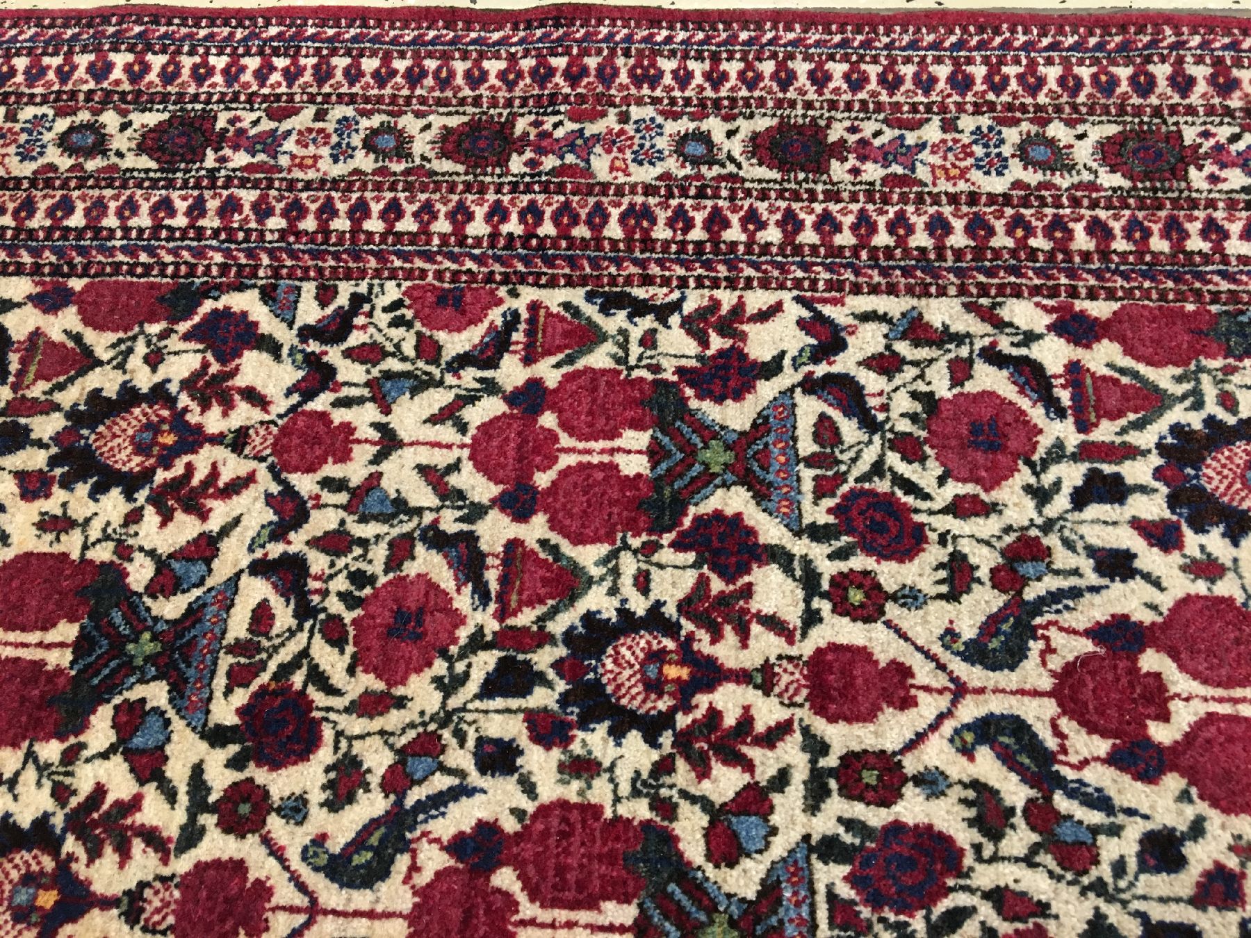 Detail e: Teheran "Zili-Sultani" antik, Zentralpersien, um 1900, Korkwolle geknüpft auf Baumwolle. Feiner Teheran mit Zili-Sultani allover Muster ...