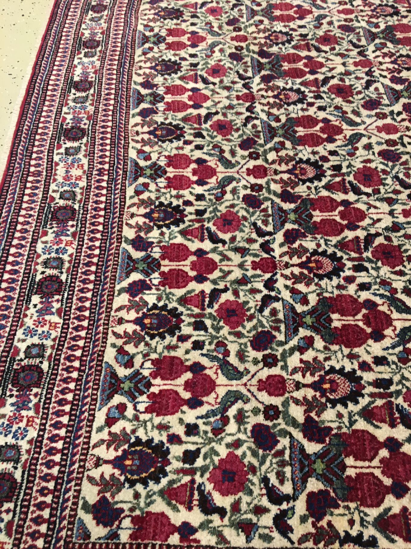 Detail f: Teheran "Zili-Sultani" antik, Zentralpersien, um 1900, Korkwolle geknüpft auf Baumwolle. Feiner Teheran mit Zili-Sultani allover Muster ...
