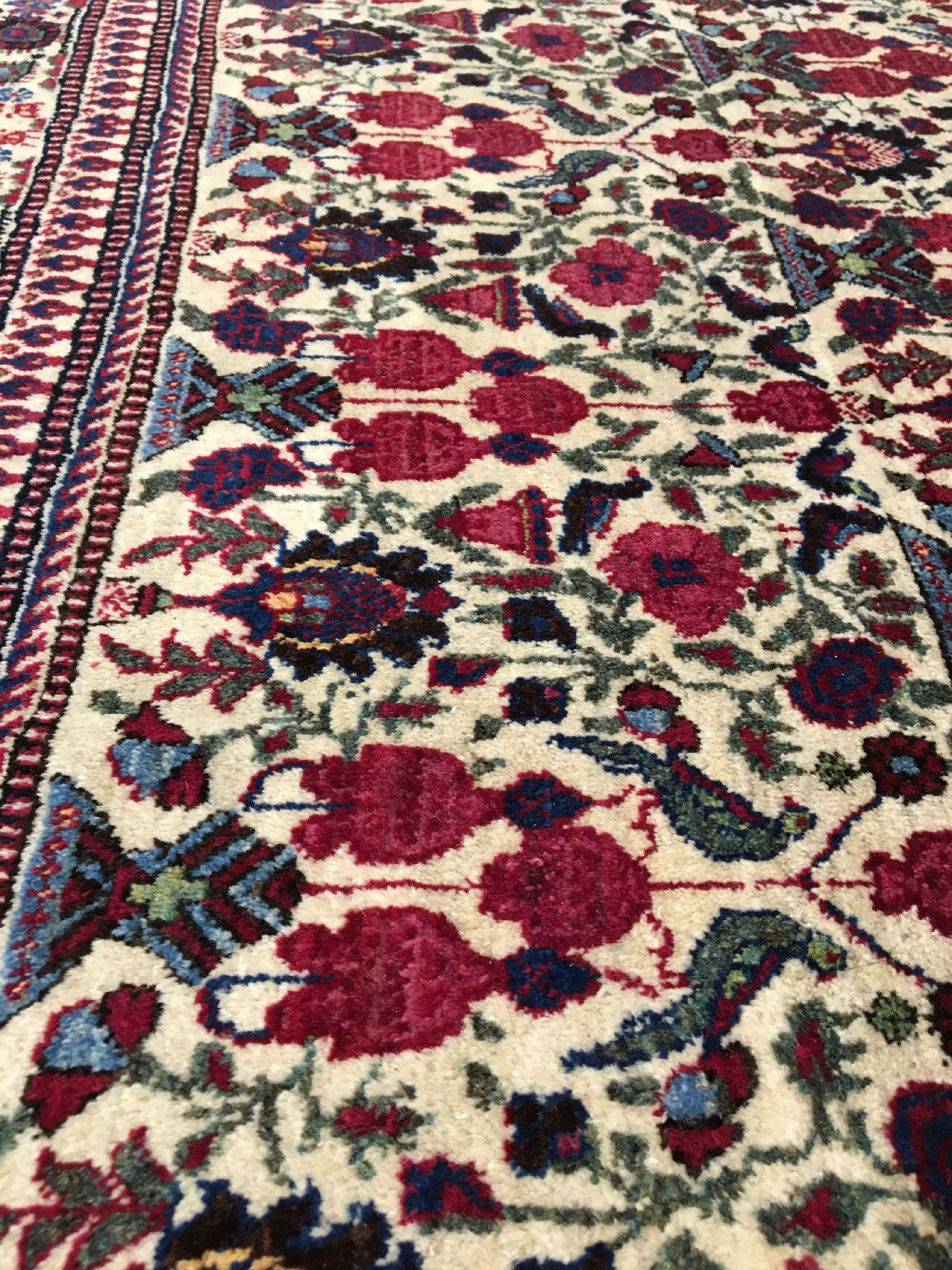 Detail g: Teheran "Zili-Sultani" antik, Zentralpersien, um 1900, Korkwolle geknüpft auf Baumwolle. Feiner Teheran mit Zili-Sultani allover Muster ...