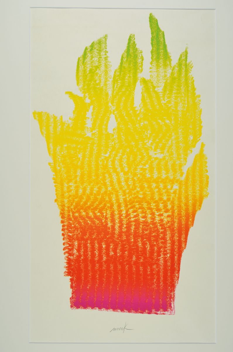 Detail k: Heinz Mack, geb. 1931, Flammenhand, Farbserigraphie, handsigniert, num. 170/190, ca. 90x60cm, PP