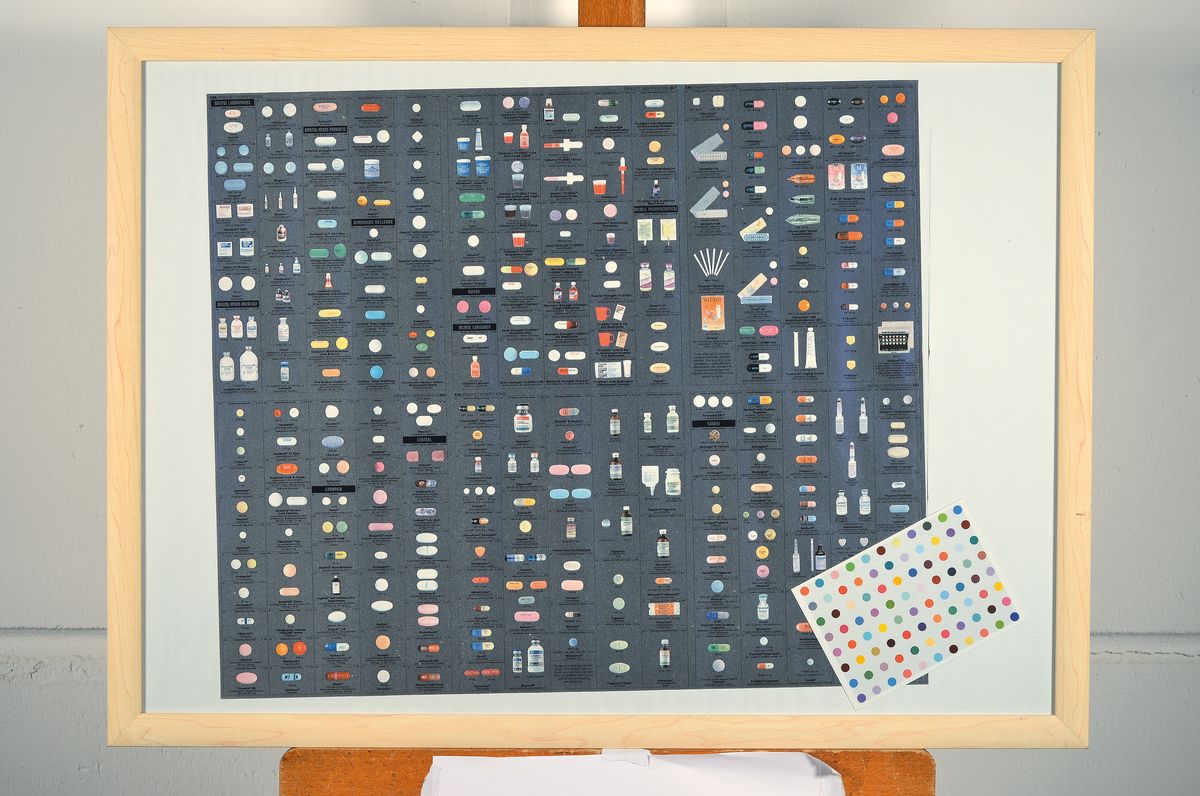 Detail k: Damien Hirst, geb. 1965 Bristol, Pharmacy, Multiple, ca. 54x49cm, u.Gl., R.