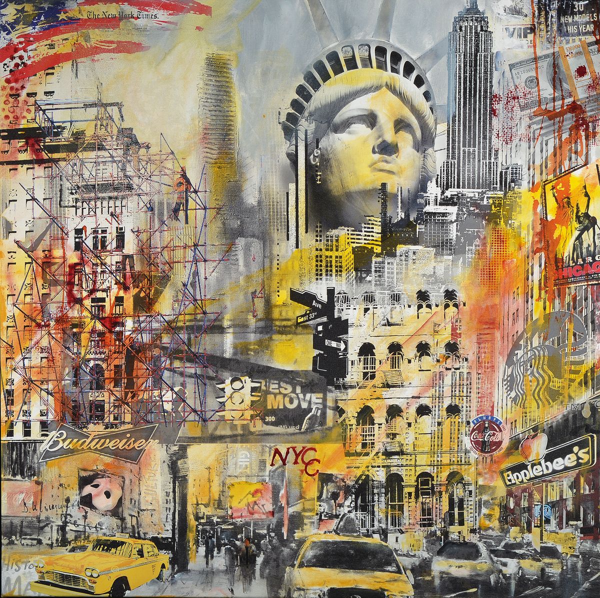 Bernd Klimmer, geb. 1940, lebt und arbeitet in Kaiserslautern-Morlautern, Hier: Acryl/Lwd, Titel: Liberty, links unten sign., Rahmen, ca. 100x100 cm