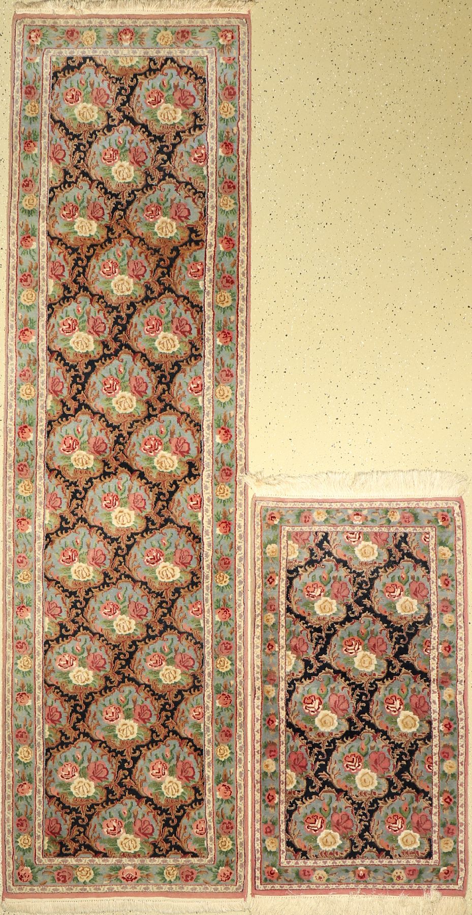 (2 Lots) China Senneh, China, ca. 40 Jahre,Wolle auf Baumwolle, 294 x 80 cm, 130 x 70 cm,EHZ: 2-3