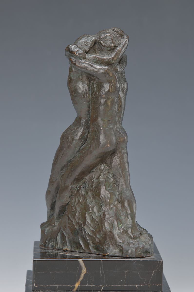 Vincenzo, nach Vorbild um 1900, Skulptur, sich umschlingendes Paar, sign., H. ca. 28 cm