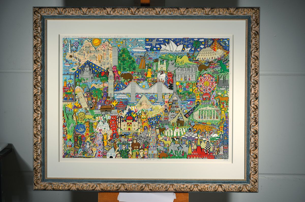 Detail k: James Rizzi, 1950-2011 New York, A new Look at life, 3-D Grafik, Auflage XX/C, links unten signiert, rechts unten datiert 1998, Passepartout, unter ...