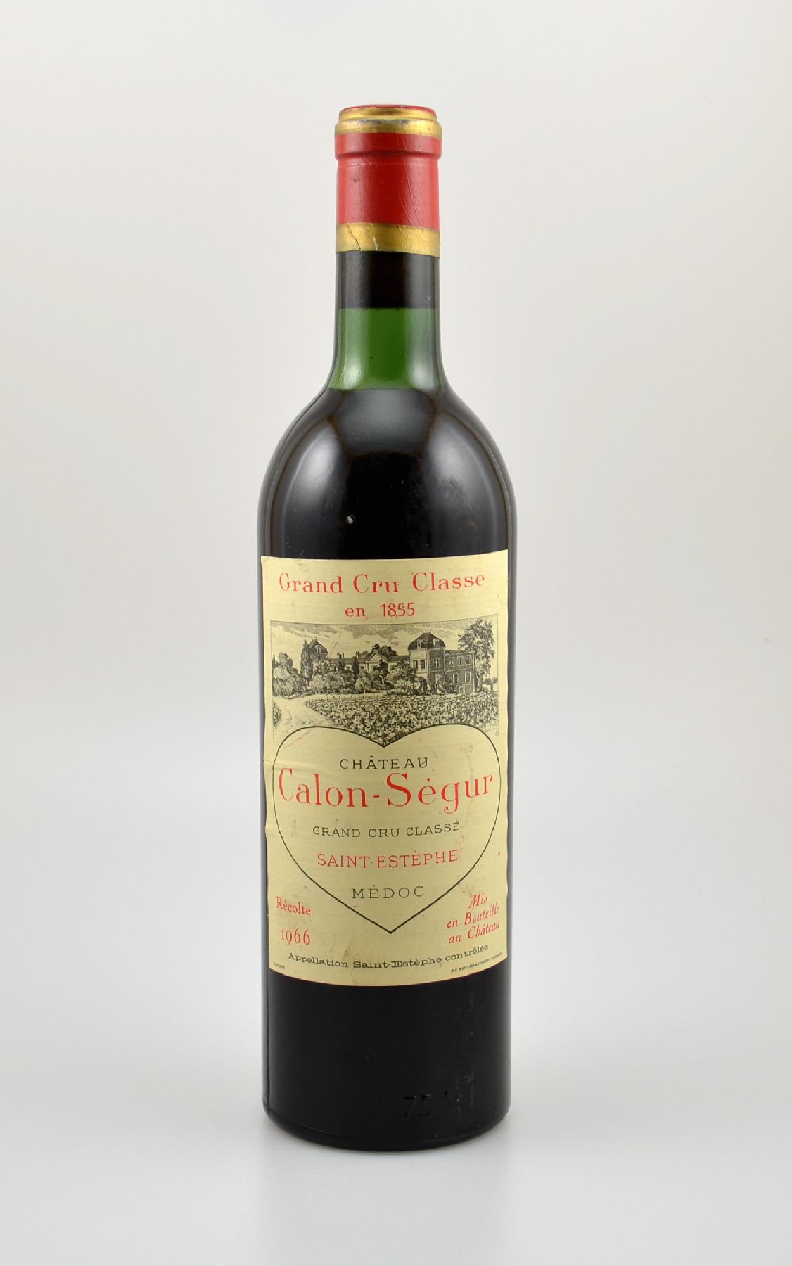 1 Flasche 1966 Chateau Calon-Segur, Saint-Estephe Medoc, Grand Cru Classe, Füllstand: ca. top shoulder, Etikett min. beschmutzt, unverkostet, ...