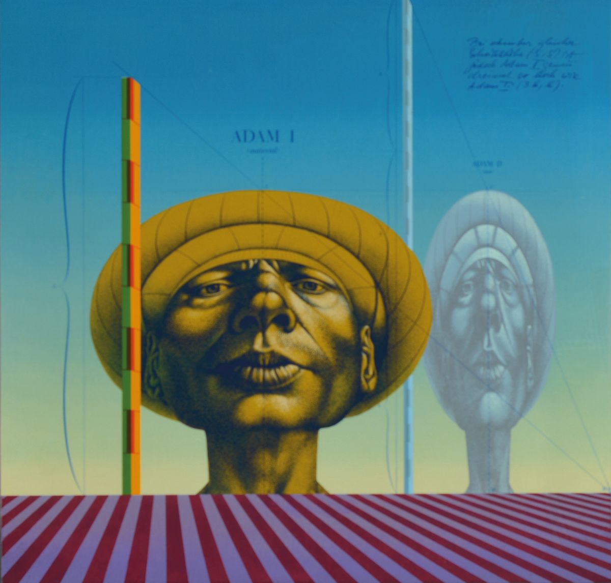 Rudolf Hausner, 1914-1995, Adam maßstäblich, Farbserigraphie, signiert, datiert 1971, num. 62/200, ca. 51x51cm, PP, u.Gl., R. ca. 67x66cm