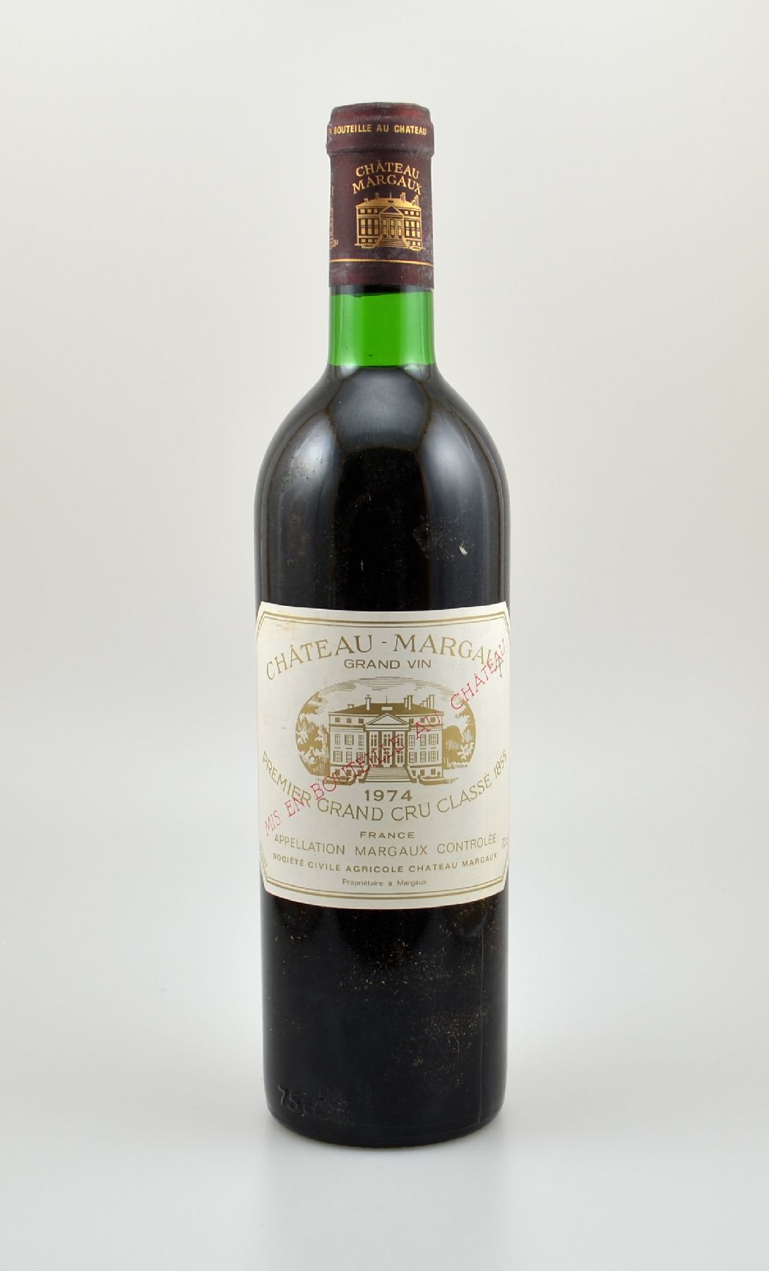 1 Flasche 1974 Chateau Margaux, Margaux, Premier Grand Cru Classe, ca. 73 cl, Füllstand: ca. top shoulder, unverkostet, Provenienz: Aus einer ...
