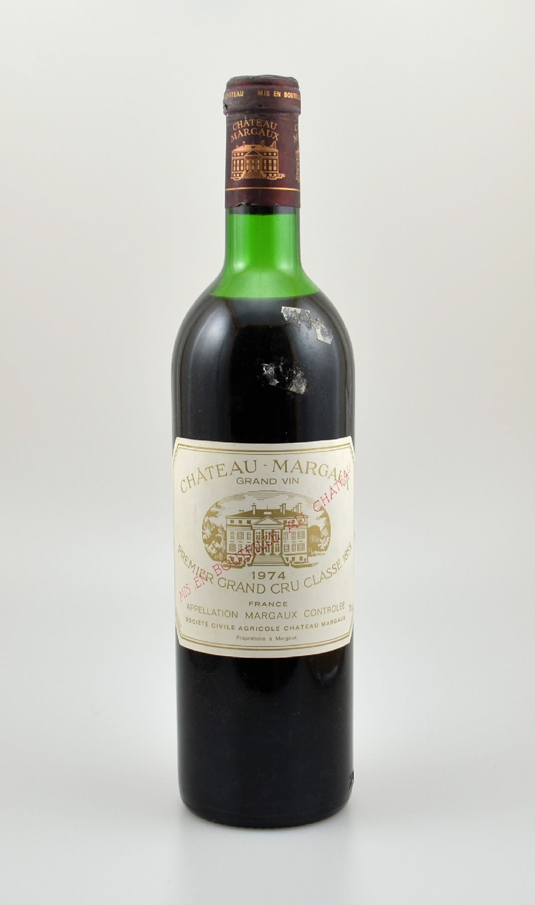 1 Flasche 1974 Chateau Margaux, Margaux, Premier Grand Cru Classe, ca. 73 cl, Füllstand: ca. upper mid shoulder, Kapsel min. besch., unverkostet, ...