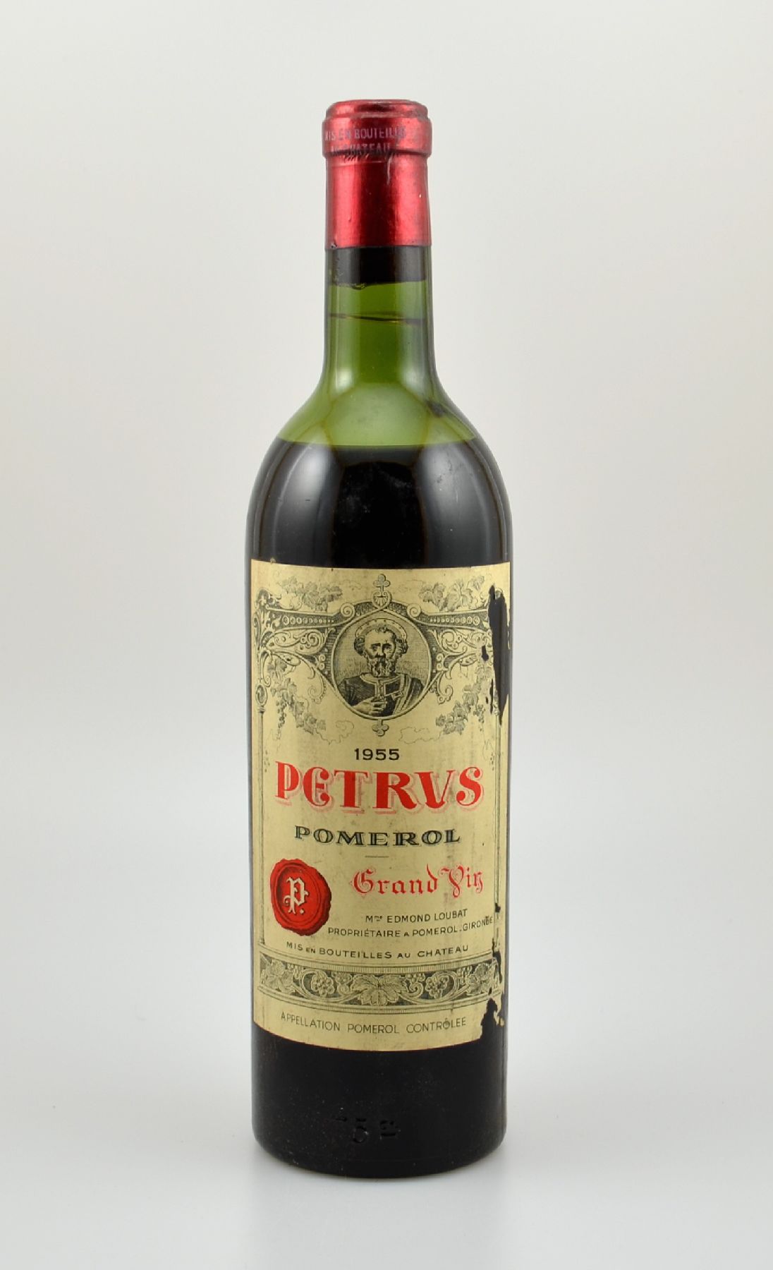 1 Flasche 1955 Petrus, Pomerol, Füllstand: ca. mid shoulder, Etikett besch., unverkostet, Provenienz: Aus einer privaten Weinsammlung