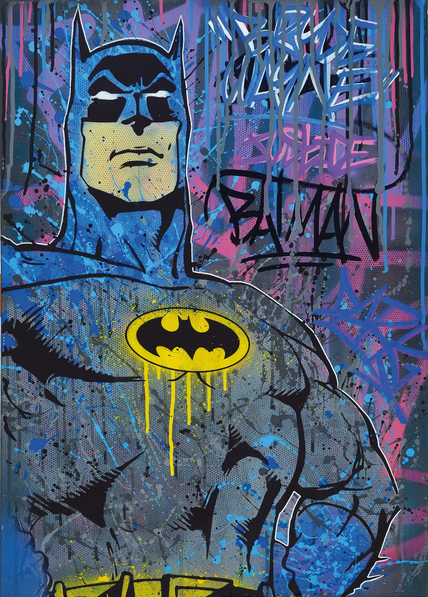 Zokar, französischer Street Artist, Justice, Acryl und Graffiti auf Lwd, rückseitig signiert und betitelt, ca. 70x50cm