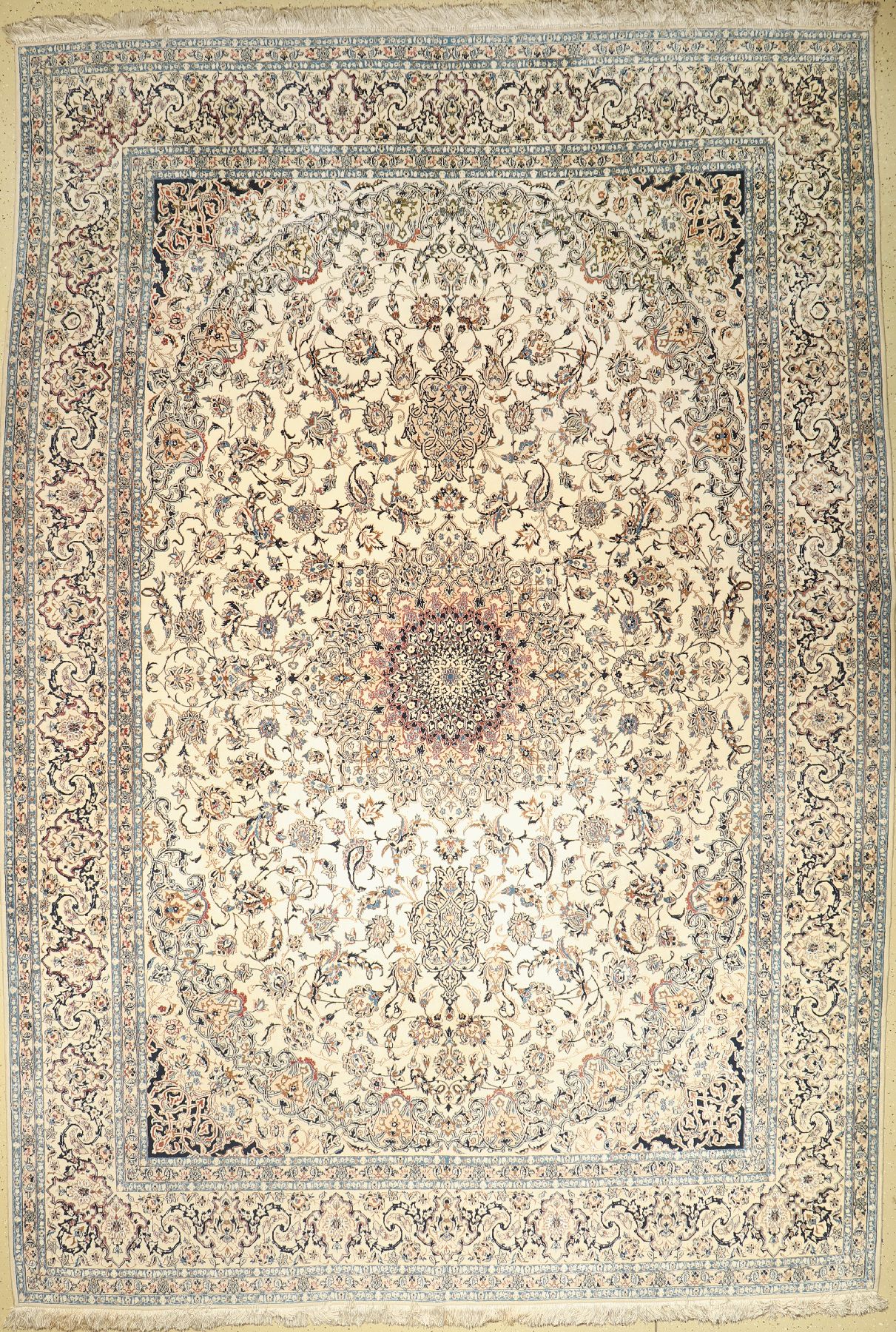 Nain fein (6LA), Persien, ca. 40 Jahre, Korkwolle mit und auf Seide, ca. 431 x 298 cm,EHZ: 2