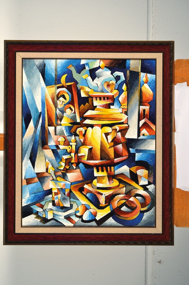 Detail k: Andrei Saratow, geb. 1956 Moskau, Stillleben mit Samowar, Acryl auf Lwd, ca. 50x40cm, R.