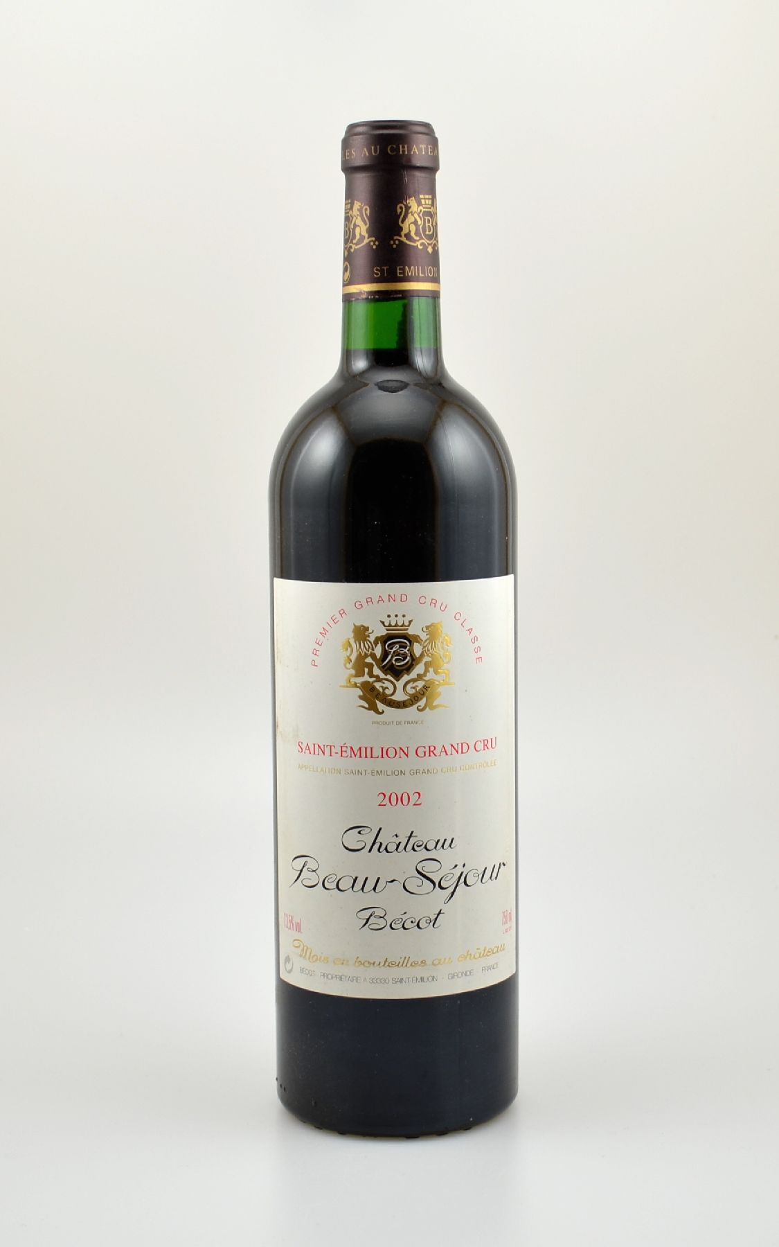 5 Flaschen 2002 Chateau Beau-Sejour Becot, Saint-Emilion Grand Cru, je ca. 75 cl, 13,5 % Vol., Füllstände: je ca. into neck, gute ...