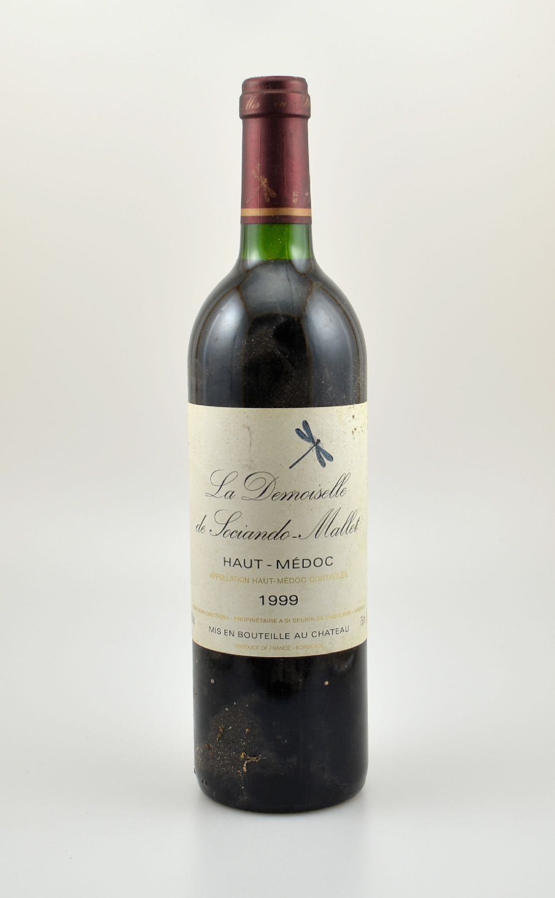 1 Flasche 1999 La Demoiselle de Sociando Mallet, Haut-Medoc, ca. 75 cl, 12,5 % Vol., Füllstand: ca. into neck, guter Erhaltungszustand, unverkostet, ...