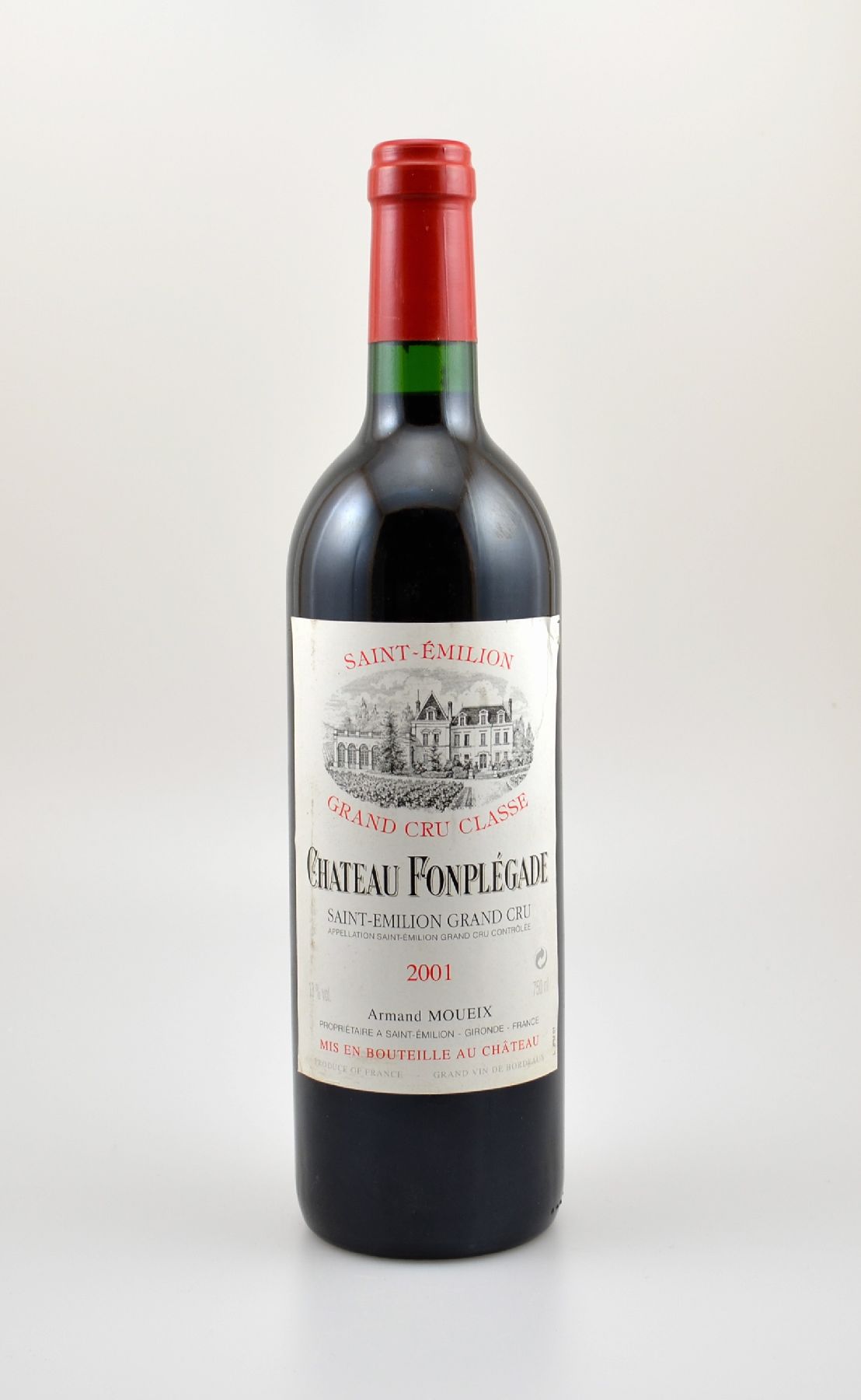 2 Flaschen 2001 Chateau Fonplegade, Saint-Emilion Grand Cru, ca. 75 cl, 13 % Vol., Füllstände: je into neck, Etiketten z.T. beschmutzt bzw. besch., ...