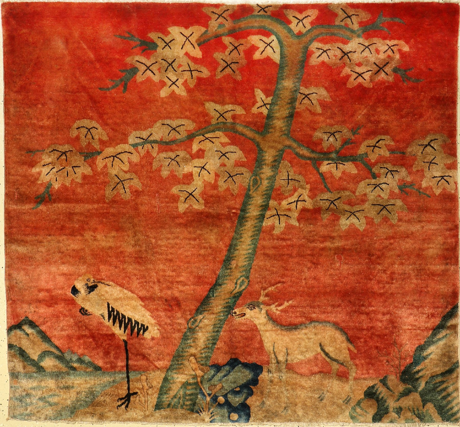 Peking antik, China, um 1900, Wolle auf Baumwolle, ca. 181 x 168 cm, EHZ: 3-4(gereinigt)