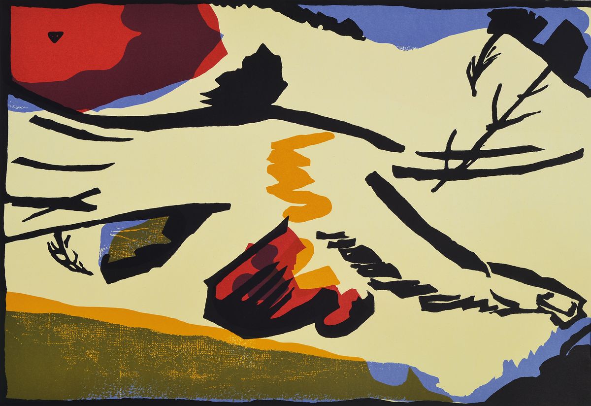 Wassily Kandinsky, 1866-1944, Farblithografie, Ausstellung: Der Blaue Reiter, PP, Motiv ca. 36,5x50 cm, gesamt ca. 50x69,5cm