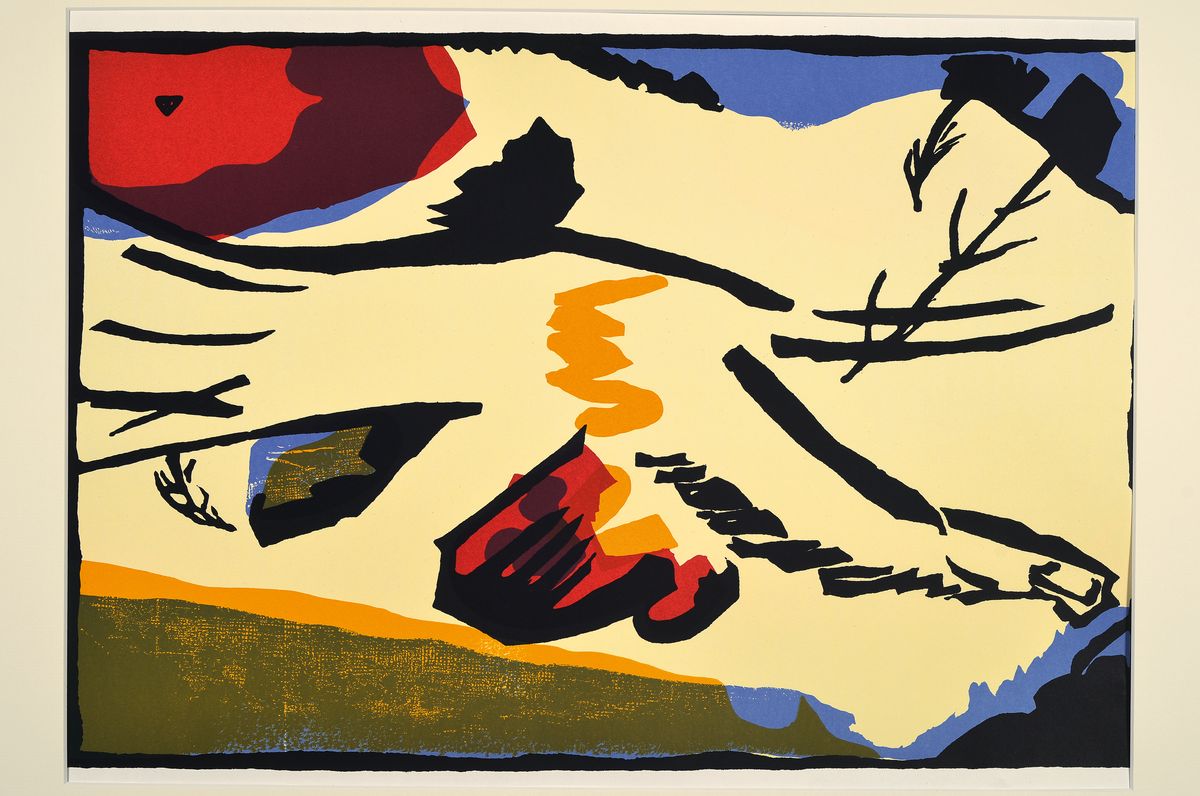 Detail k: Wassily Kandinsky, 1866-1944, Farblithografie, Ausstellung: Der Blaue Reiter, PP, Motiv ca. 36,5x50 cm, gesamt ca. 50x69,5cm