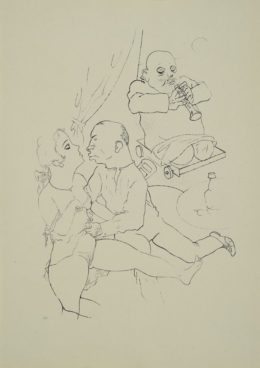 Detail a: Georges Grosz, 1893-1959, Konvolut aus 3 Lithografien aus Ecce Homo, Malik-Verlag Berlin 1923, leicht gebräunt, PP, gesamt ca. 50x40 cm