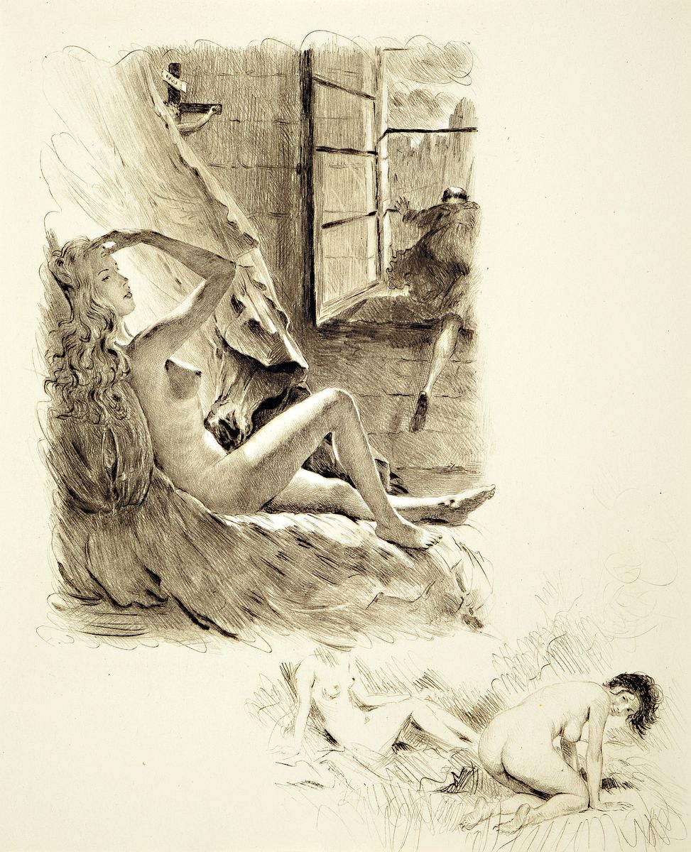 Detail b: Paul Emile Becat, 1885-1960, Konvolut aus 3 Radierungen auf Bütten , Verlag: Leblanc, Baniyan Paris 1959, PP, gesamt ca. 50x40 cm