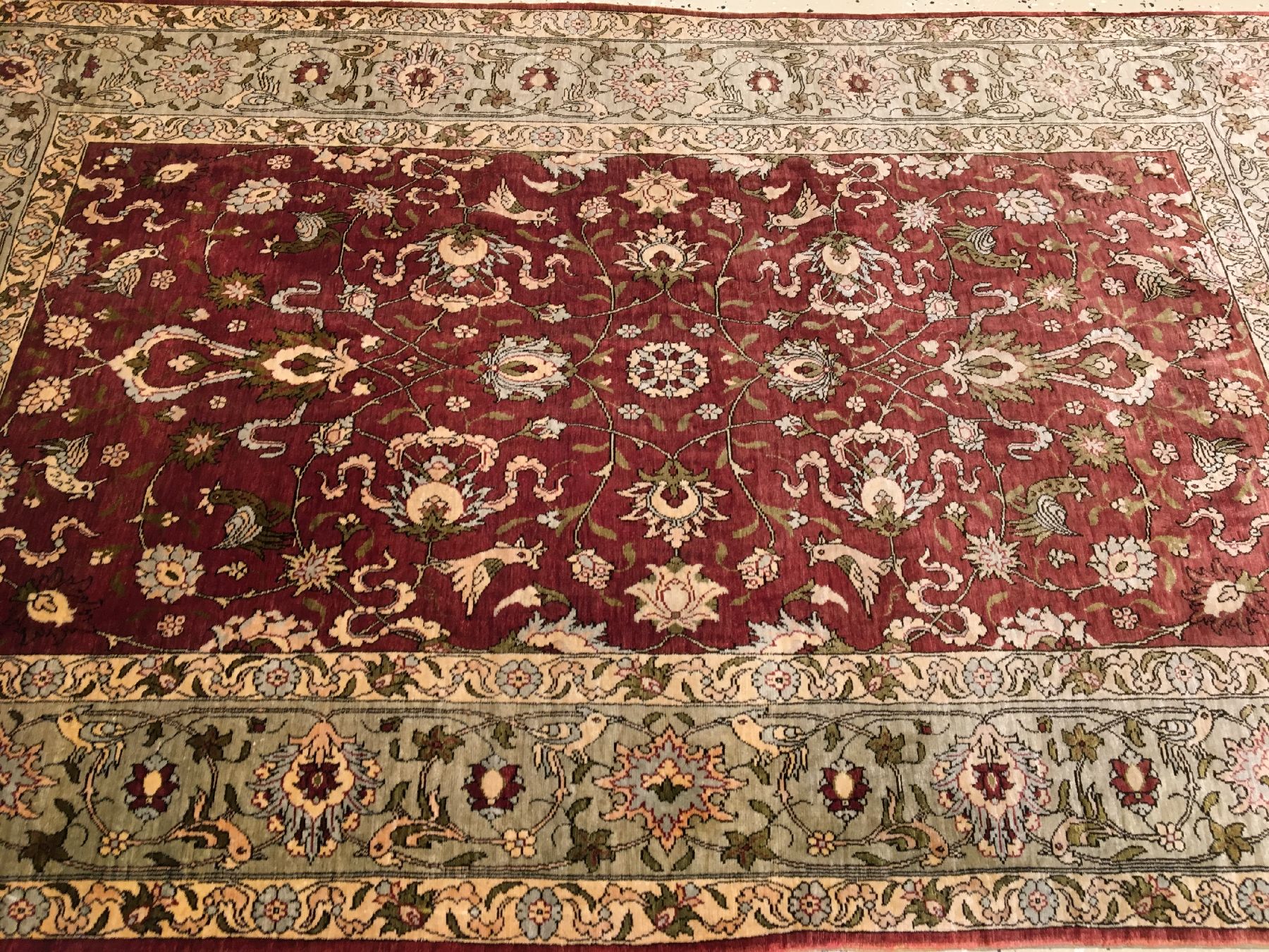 Detail b: Feiner Seiden Hereke "Özipek" alt (Signiert), Türkei, um 1950/1960, reine Naturseide. Feiner Seiden Hereke aus den Meisterwerkstätten ...