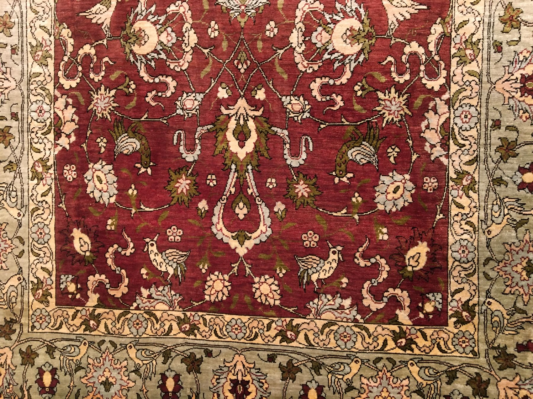 Detail e: Feiner Seiden Hereke "Özipek" alt (Signiert), Türkei, um 1950/1960, reine Naturseide. Feiner Seiden Hereke aus den Meisterwerkstätten ...