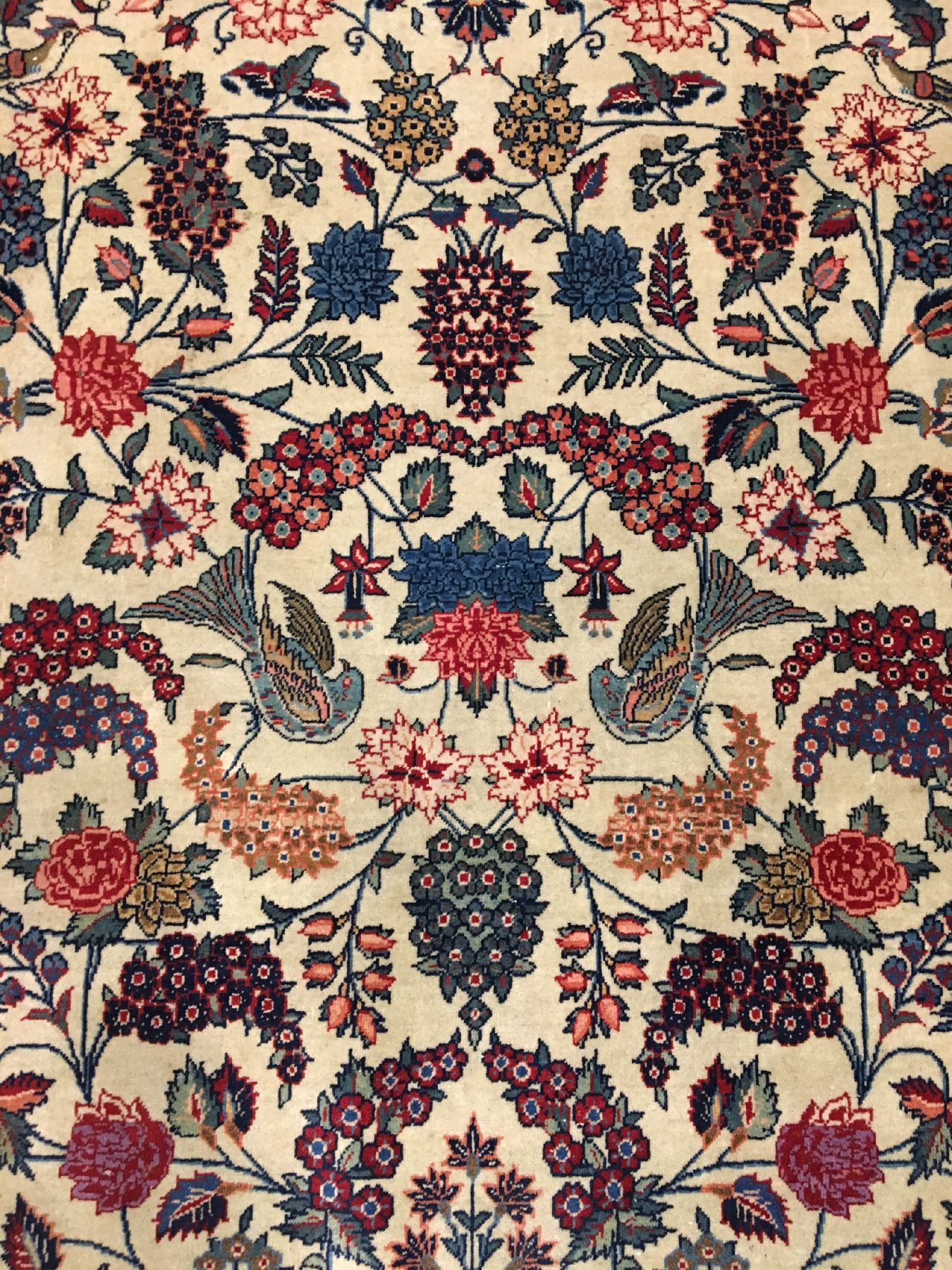 Detail c: Feiner Keschan Kork alt, Zentralpersien, um 1920, Korkwolle geknüpft auf Baumwolle. Einzigartiger Keschan mit kunstvollen Floral Design auf ...