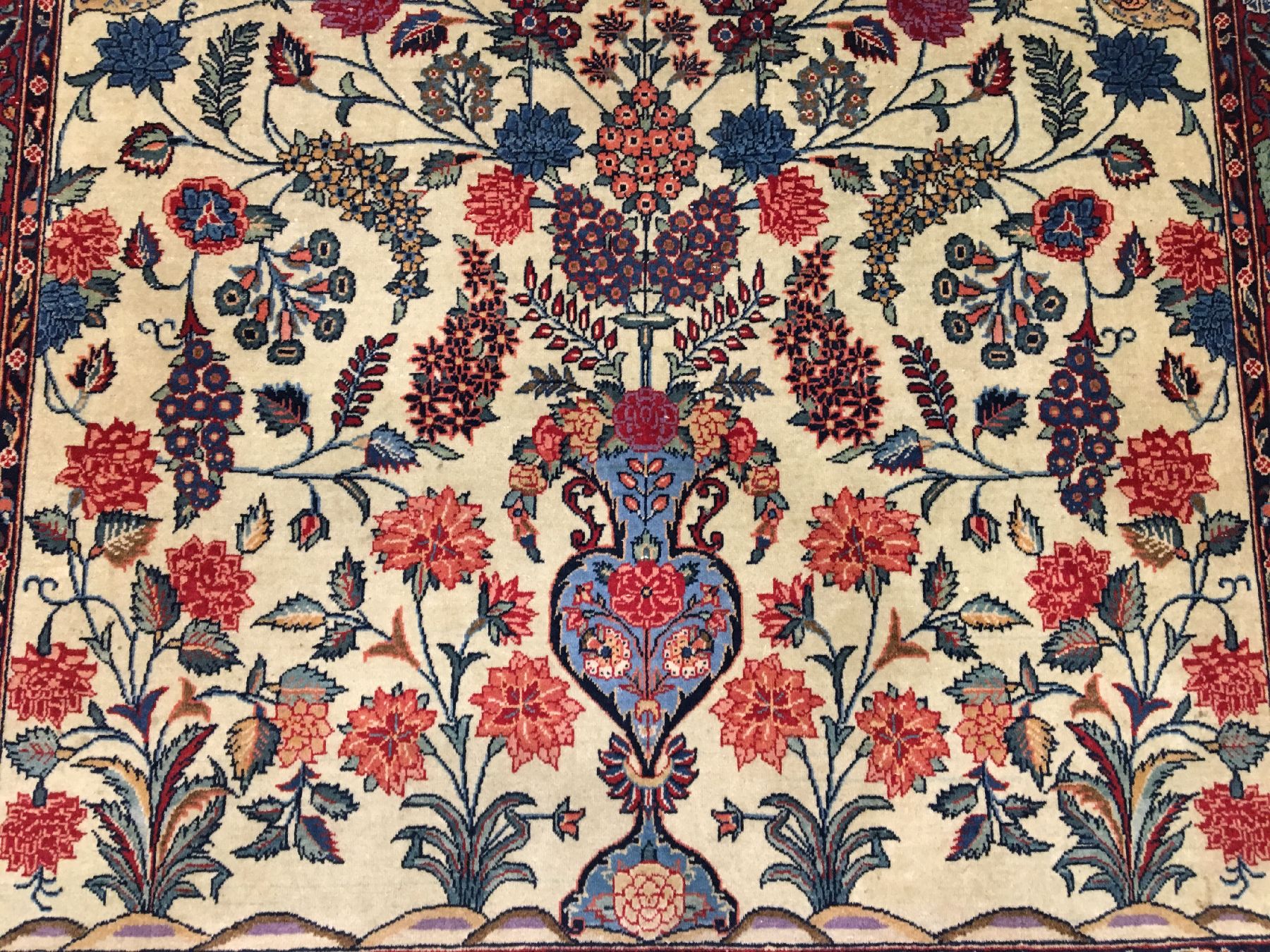 Detail g: Feiner Keschan Kork alt, Zentralpersien, um 1920, Korkwolle geknüpft auf Baumwolle. Einzigartiger Keschan mit kunstvollen Floral Design auf ...