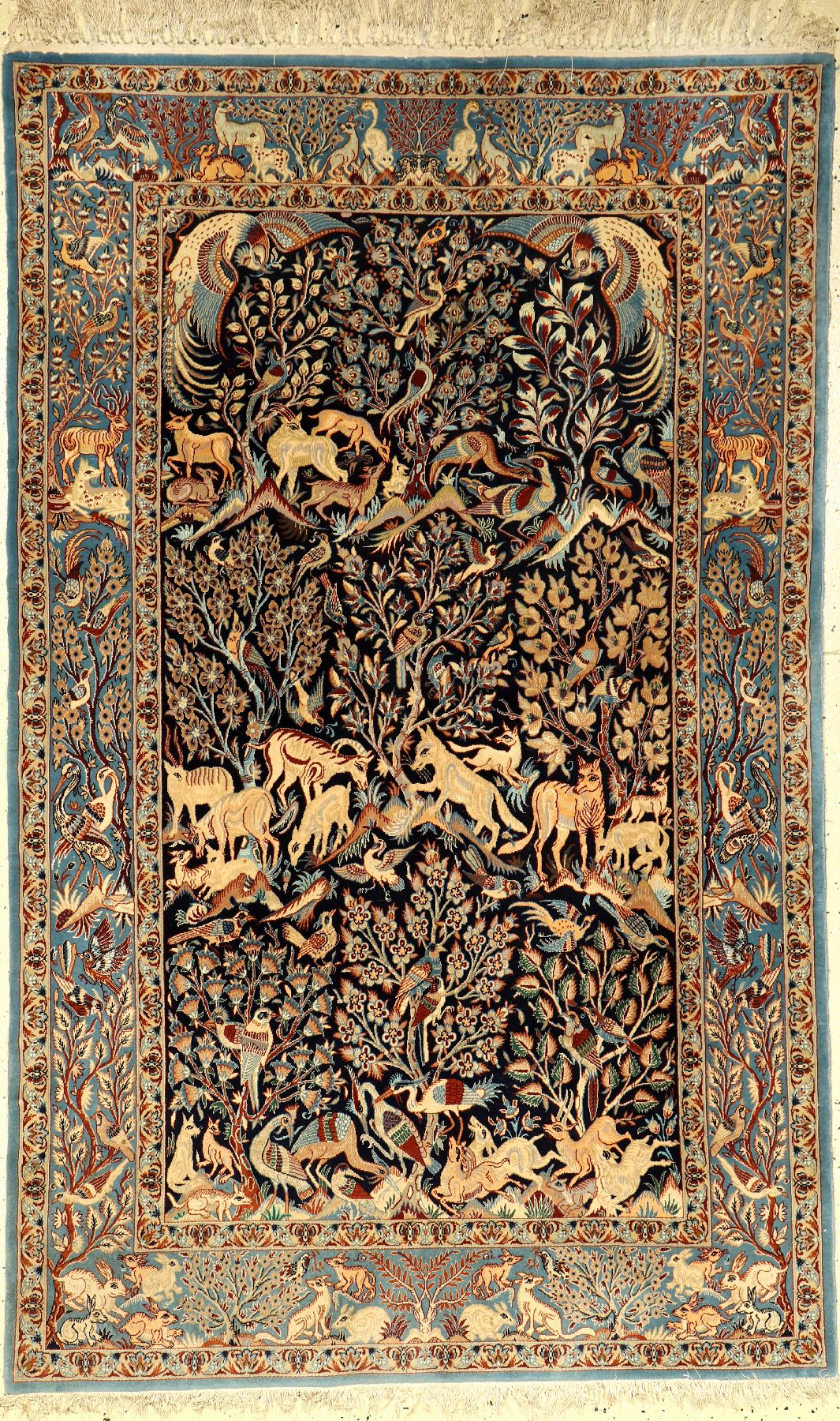 Seltener Esfahan fein alt, Persien, ca. 30 Jahre, Korkwolle mit und auf Seide, ca. 172 x 107 cm, kunstvolles Design, EHZ: 2-3, (kleine ...