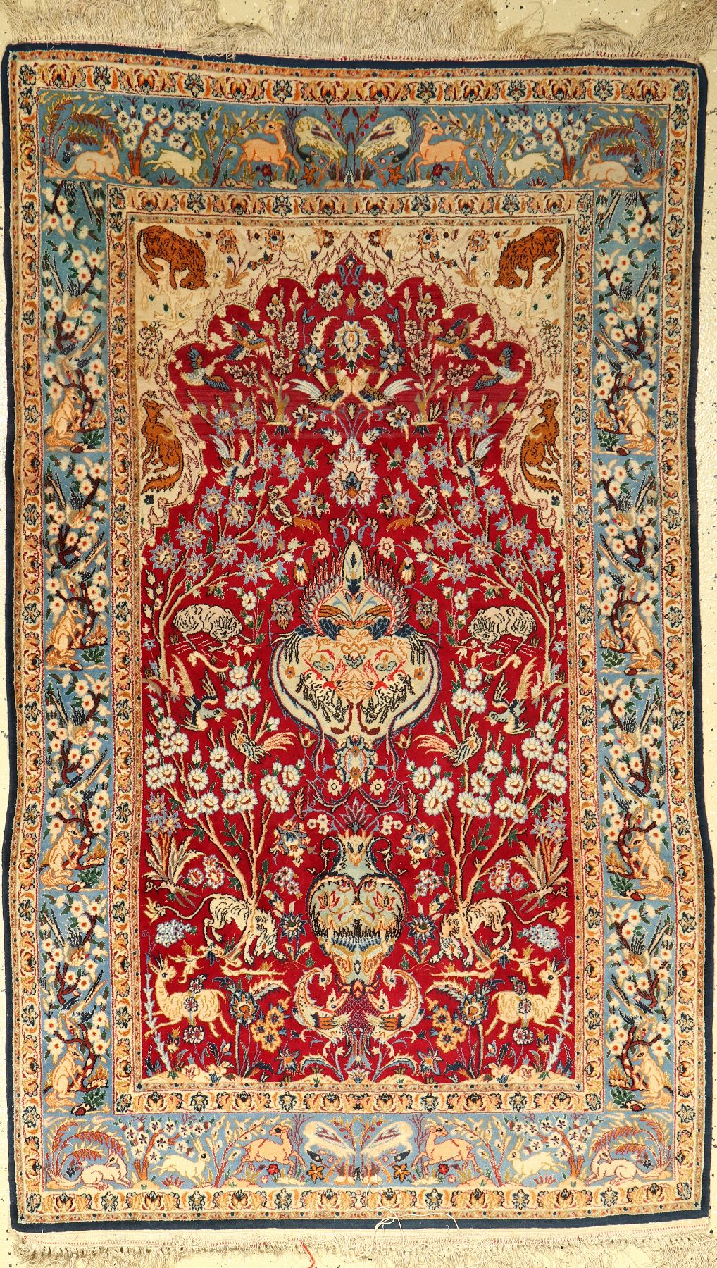 Esfahan fein, Persien, ca. 30 Jahre, Korkwolle mit und auf Seide, ca. 178 x 107 cm,EHZ: 3