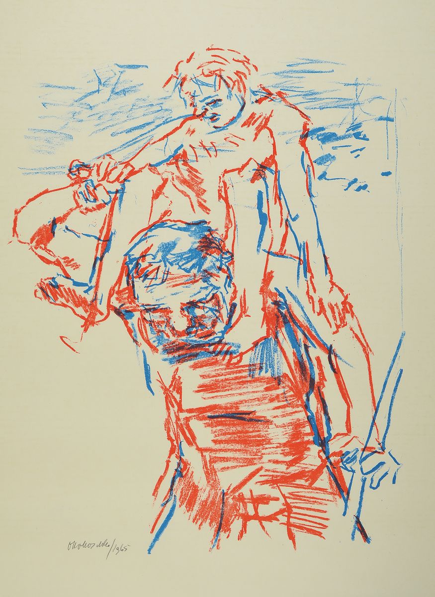 Oskar Kokoschka, 1886 Pöchlarn - 1980 MontreuxHl. Christophorus, 1965, Farblithographie, unten links mit Bleistift signiert und dat. 1965, Blattmaß ...
