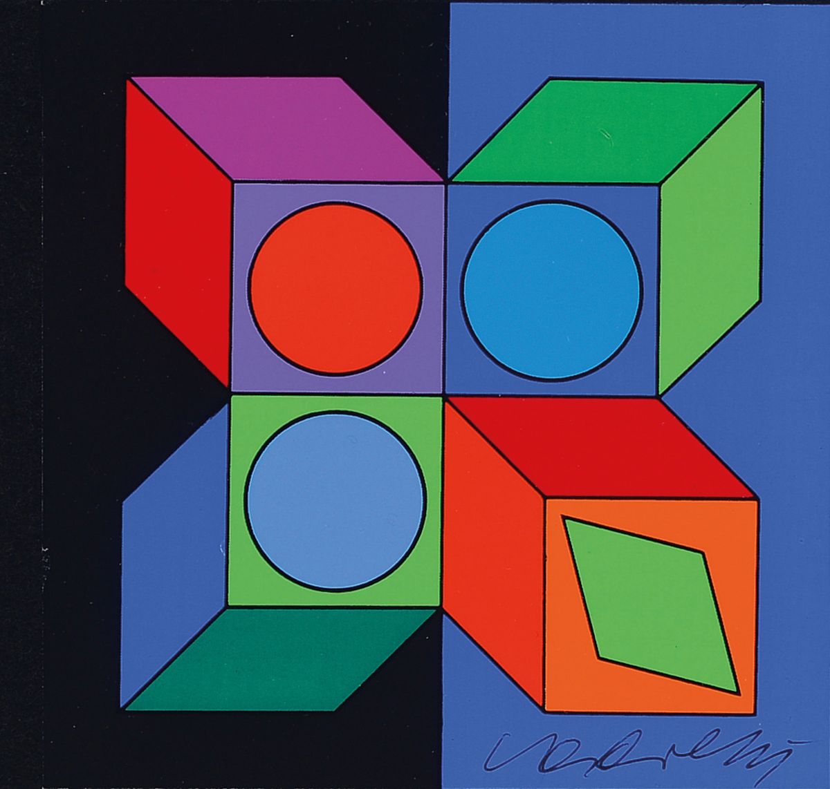 Detail a: Viktor Vasarely, 1906-1997, 2 Arbeiten: Gestalt-Sin, Siebdruck auf Kunststoff von 1970, rückseitig signiert, betitelt und num. 233/300, Editions du ...